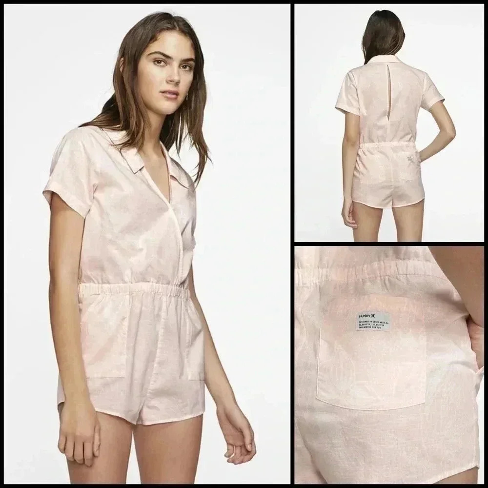 Hurley Domino Romper In Echo Pink Beach Festival Y2K Size S